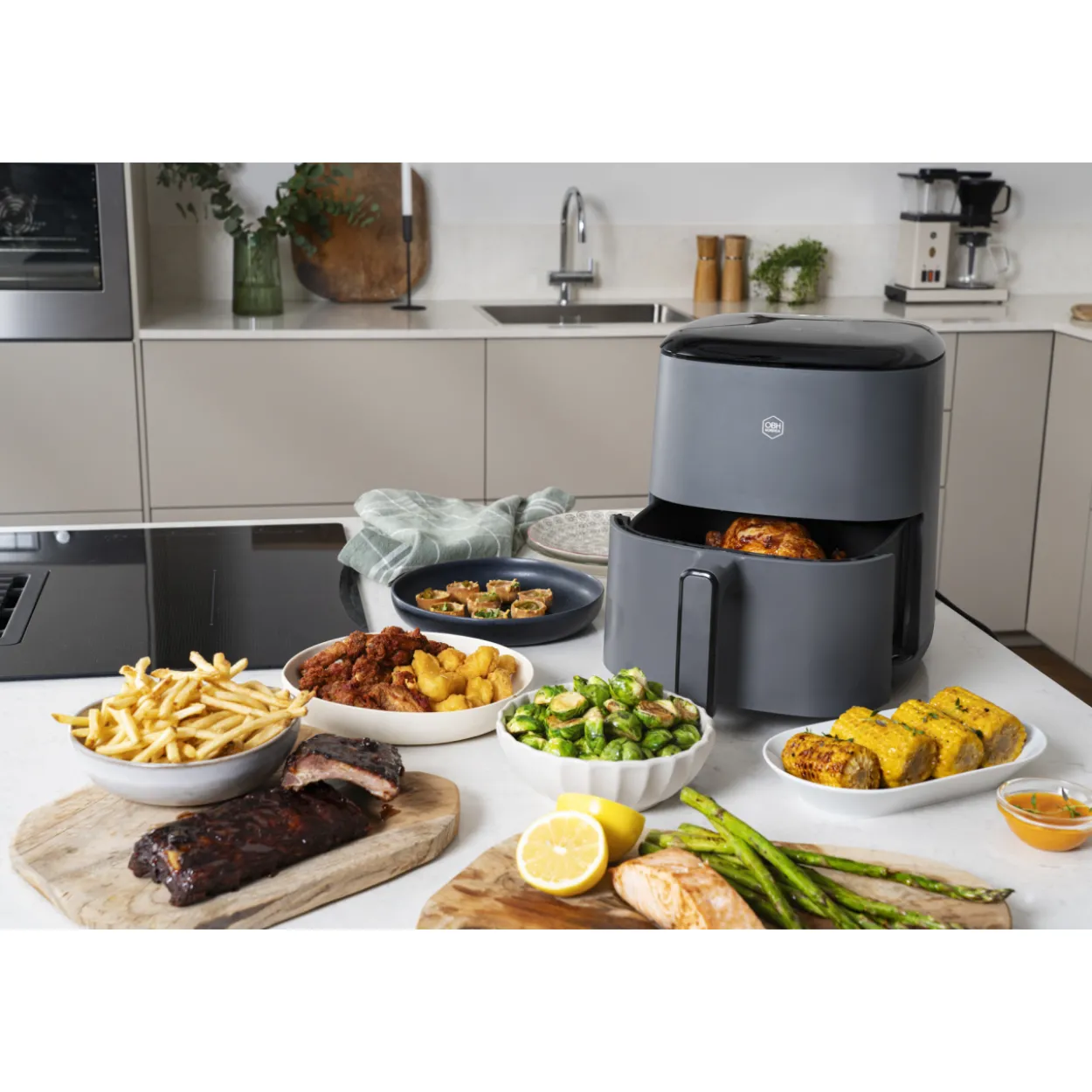 Air fryer OBH Nordica AG245BS0 Easy Fry Max, digitaalinen, 5 l, harmaa