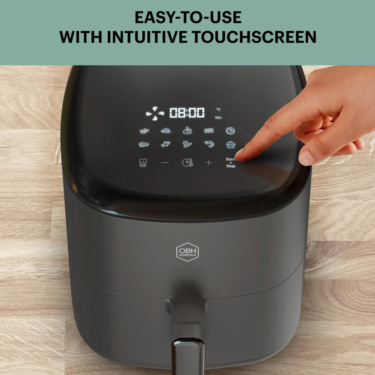 Air fryer OBH Nordica AG245BS0 Easy Fry Max, digitaalinen, 5 l, harmaa