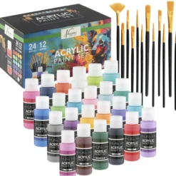 Akryyliväripakkaus Nassau Fine Art 24 x 59 ml + 12 sivellintä