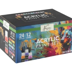 Akryyliväripakkaus Nassau Fine Art 24 x 59 ml + 12 sivellintä