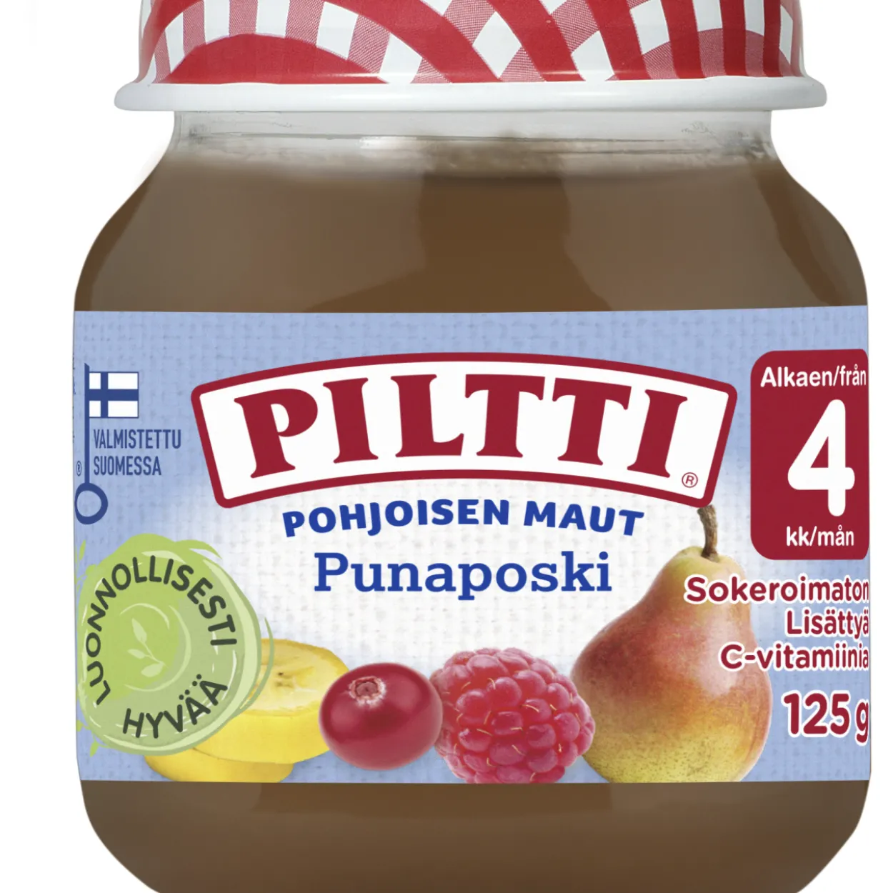 Hedelmäsose Piltti 125 g Pohjoisen maut punaposki 4 kk