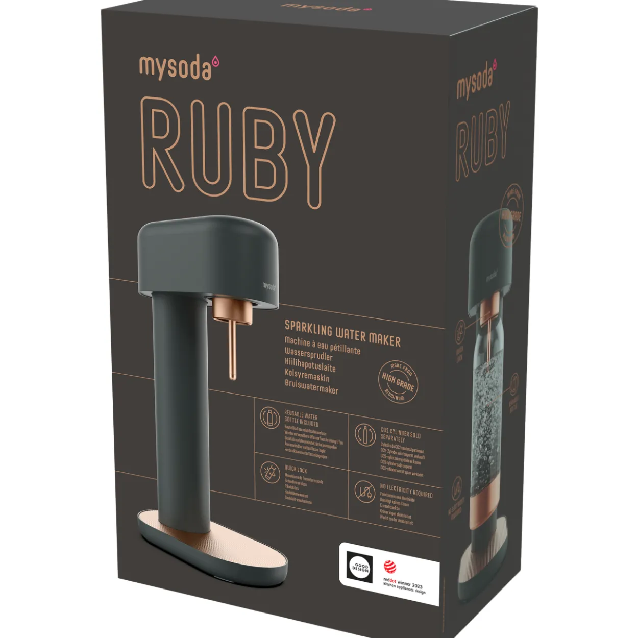 Hiilihapotuslaite Mysoda Ruby 2, musta/kupari