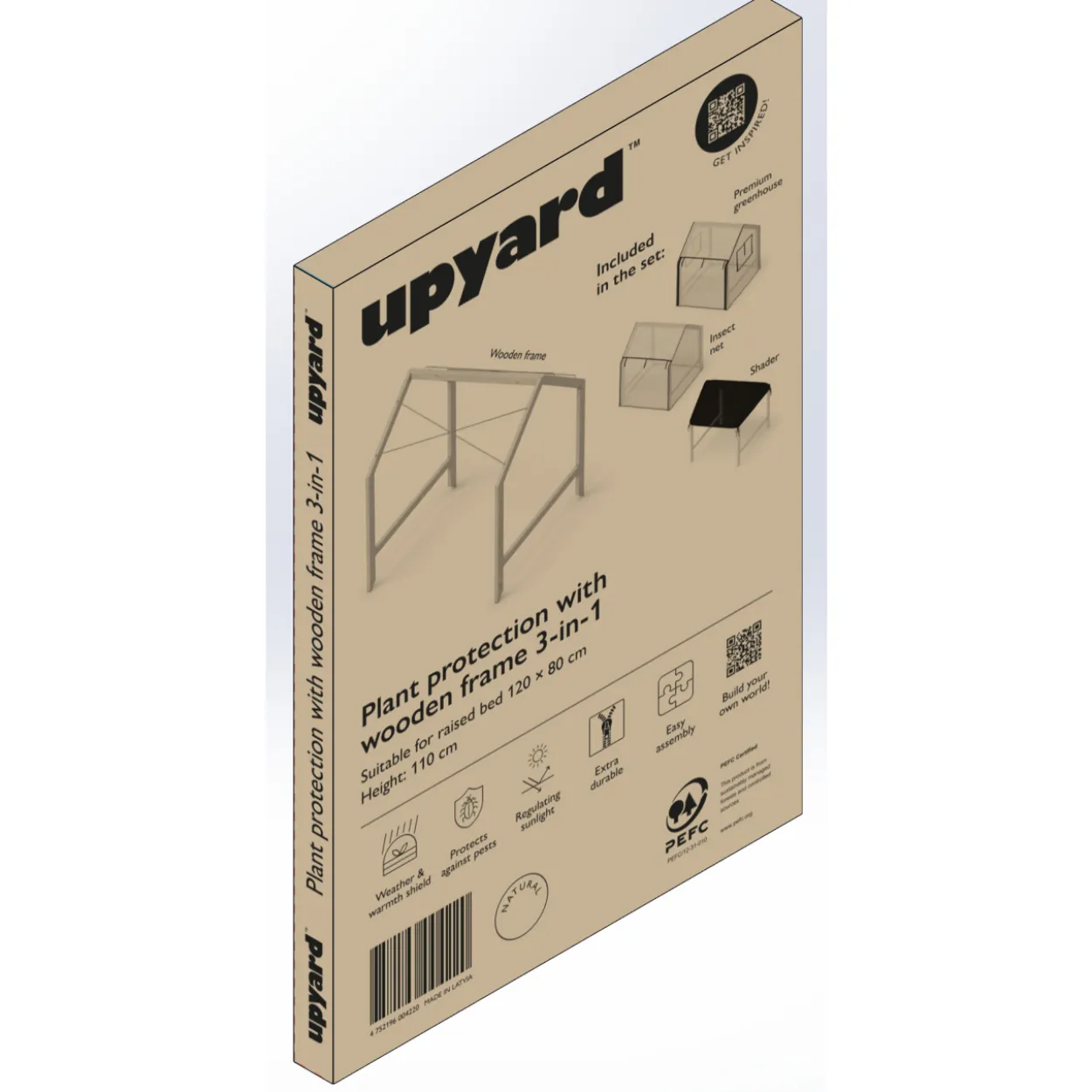 Istutuslaatikon suoja Upyard 3in1, 120 x 80 cm, luonnollinen