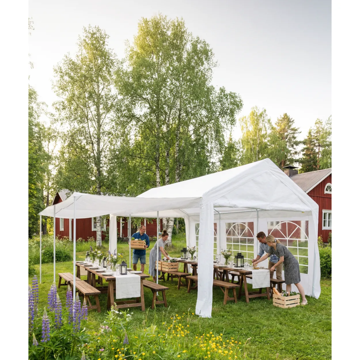 Juhlateltta Green Land 3 x 6 m, sivusta avattava