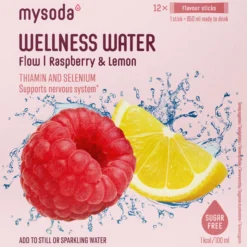 Juomajauhe Mysoda 12 x 4 g Wellness Water Raspberry-lemon