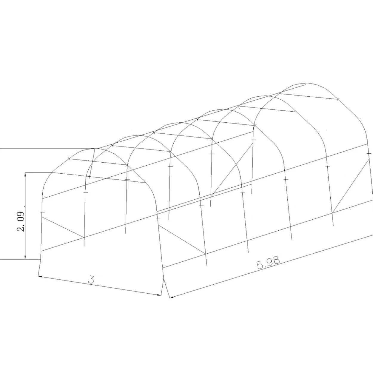 Kaaritalli Prohall 3 x 6 m, harmaa