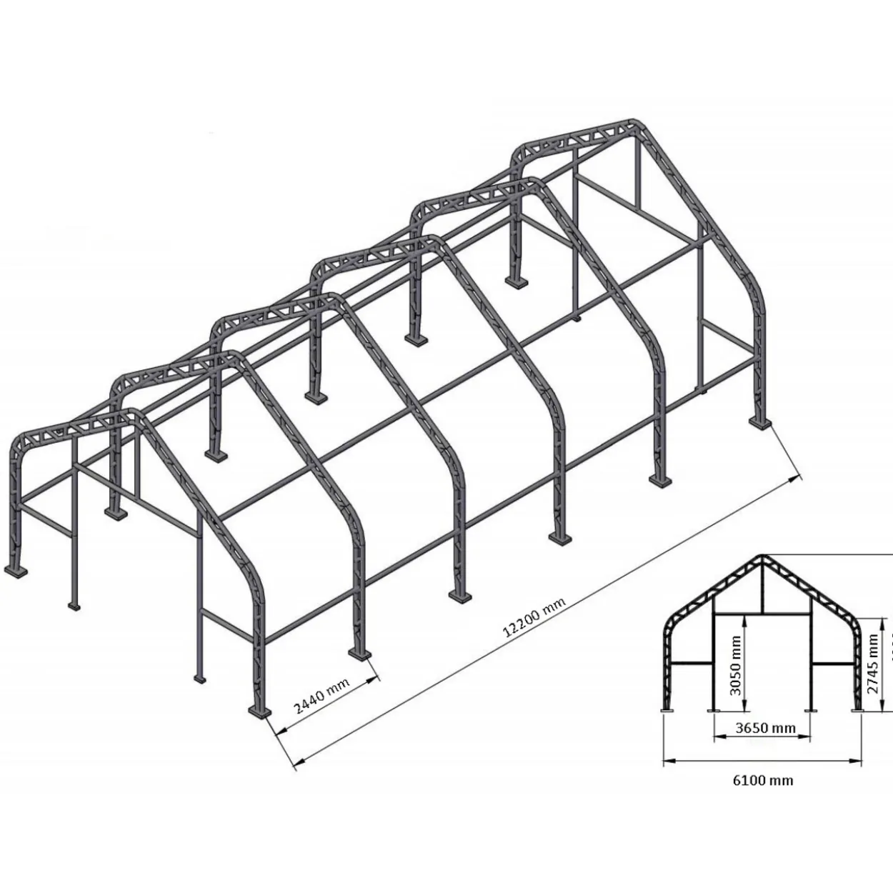 Kalustohalli Ranch Premium 6,1 x 12,2 x 4,88 m 900 g