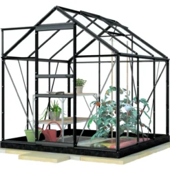 Kasvihuone Lykke Glass 3,8m2, musta