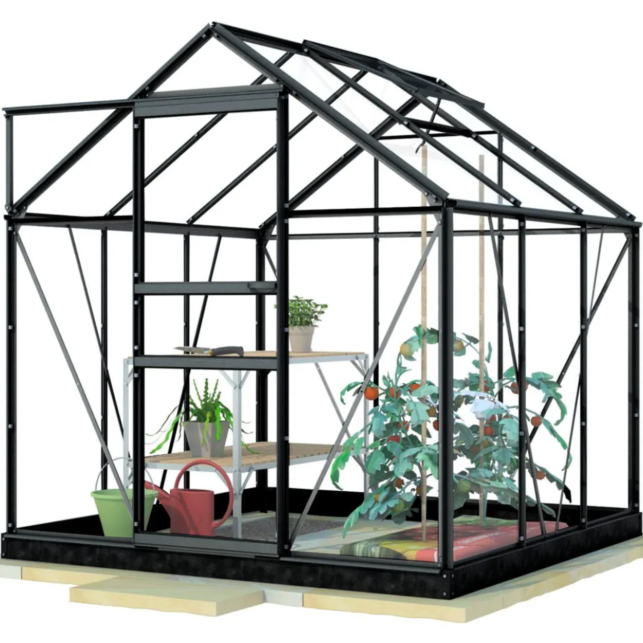 Kasvihuone Lykke Glass 3,8m2, musta