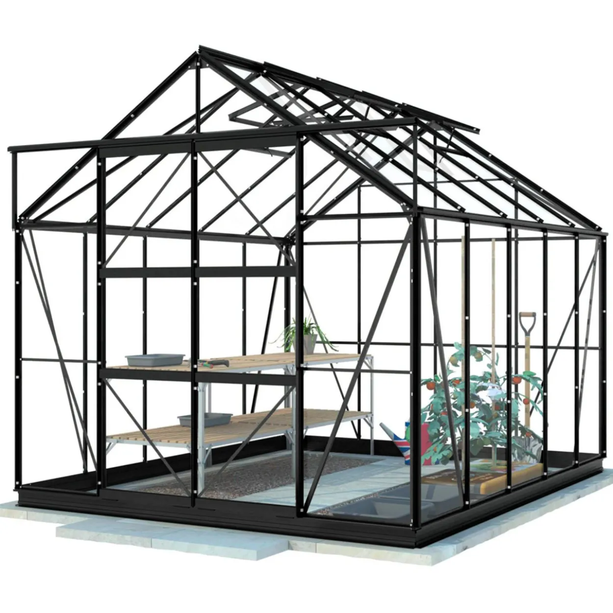 Kasvihuone Lykke Glass 8,2m2, musta