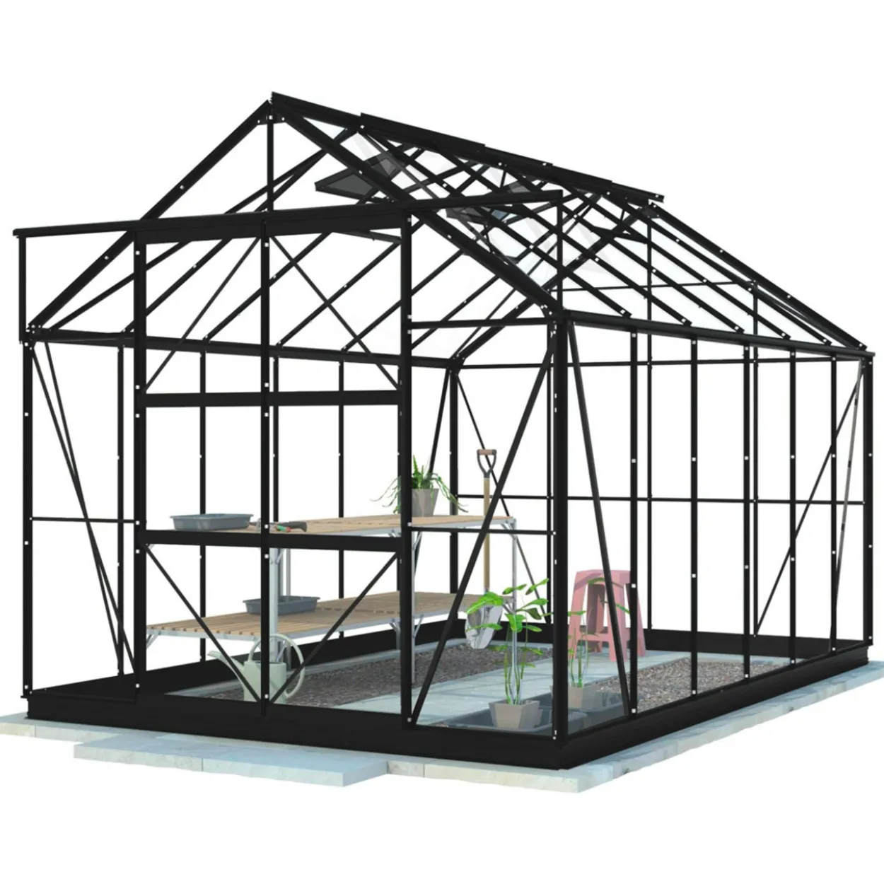 Kasvihuone Lykke Hybrid 9,7m2, musta