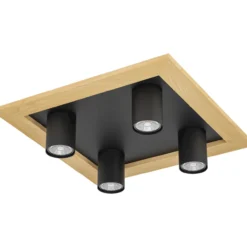 Kattovalaisin EGLO Valcasotto 1 led 4x4,5W 37x37cm musta/puu