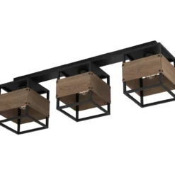 Kattovalaisin 3-os EGLO Evesham 3x40W 87,5x19,5cm musta/tummanruskea puu