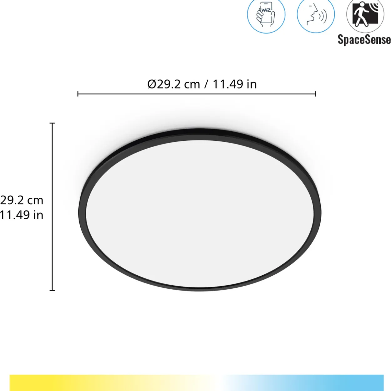 Kattovalaisin WiZ SuperSlim 16 W RD 27-65K TW, musta