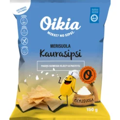 Kaurasipsi Oikia 150 g merisuola