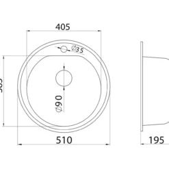Keittiöallas Aqualine Ø 510 mm X-Granit hiekanvärinen
