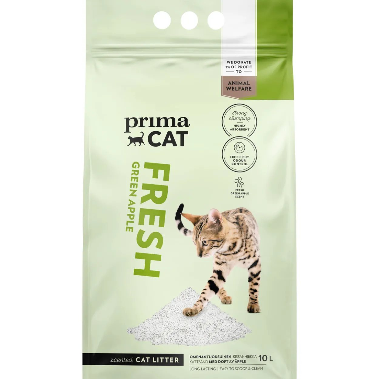 Kissanhiekka PrimaCat 10 l Fresh Apple valkoinen