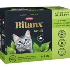 Kissanruoka Best Friend 12 x 85 g Bilanx Adult kana, nauta & kalkkuna kastikkeessa