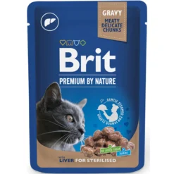 Kissanruoka Brit Premium 100 g maksaa kastikkeessa steriloiduille kissoille