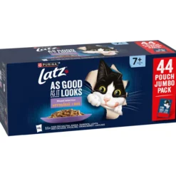 Kissanruoka Latz 44 x 85 g Agail Senior Mixed Selection hyytelössä