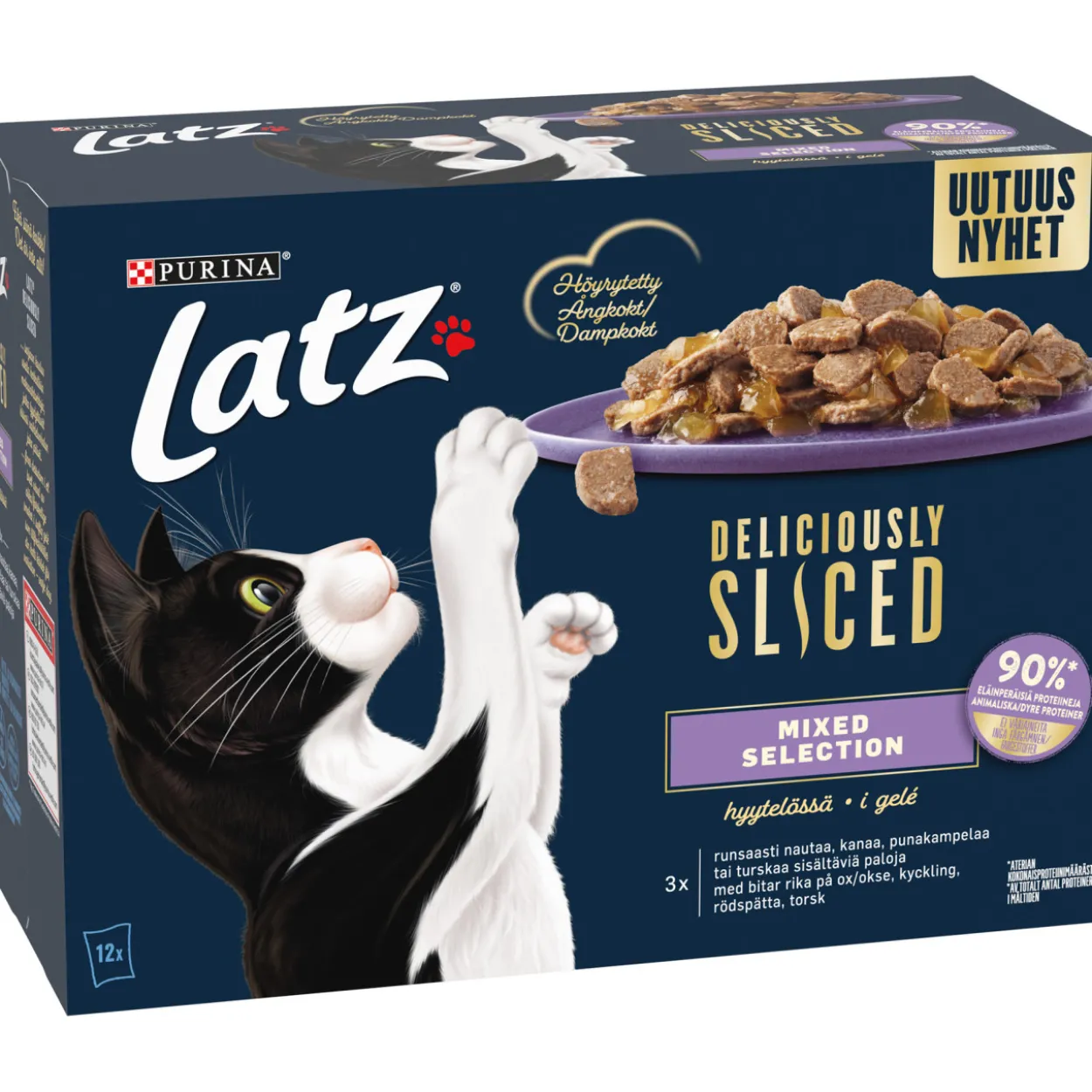 Kissanruoka Latz 12 x 80 g Deliciously Sliced Mixed lajitelma