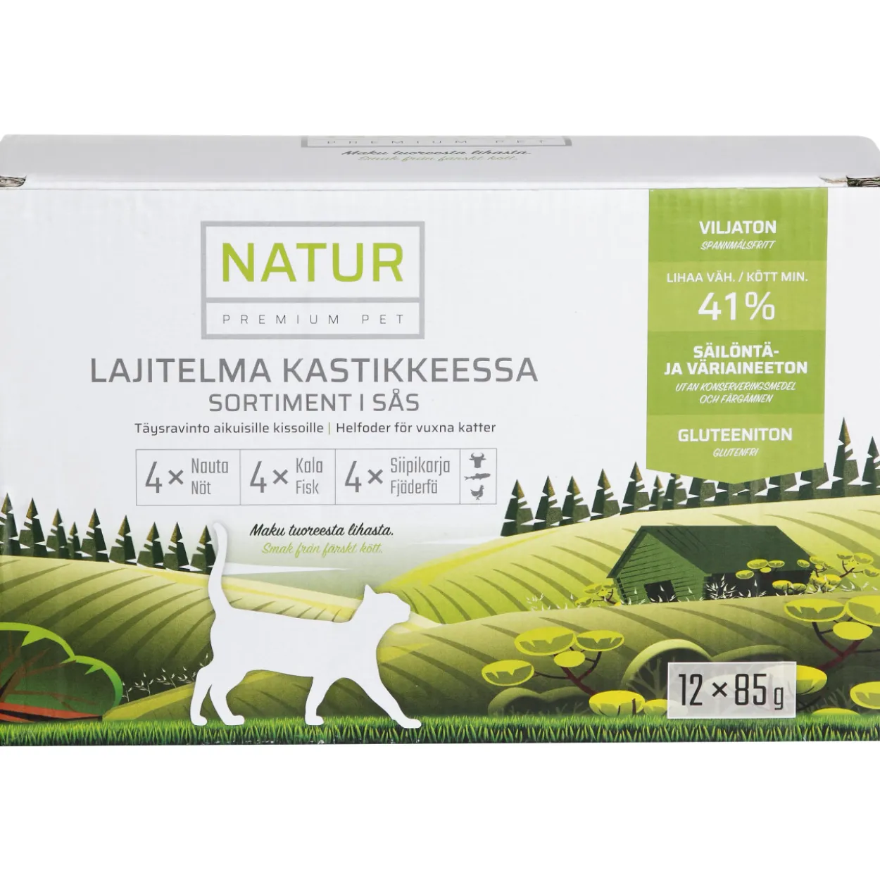 Kissanruoka NATUR PREMIUM PET 12 x 85 g lajitelma kastikkeessa