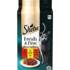 Kissanruoka Sheba 6 x 50 g Fresh & Fine härkää, kanaa ja lammasta kastikkeessa