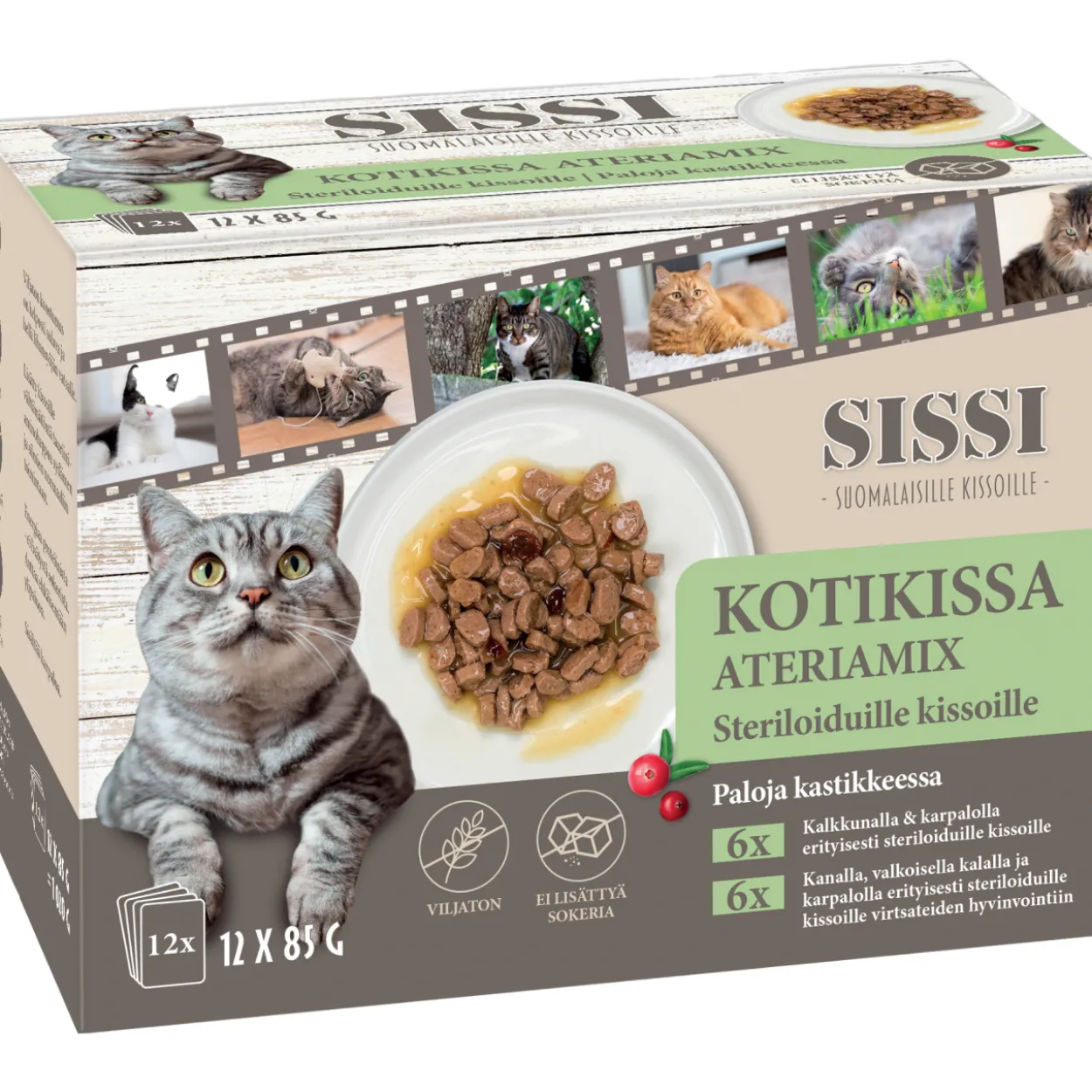 Kissanruoka Sissi 12 x 85 g kotikissa ateriamix steriloiduille
