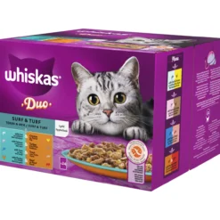 Kissanruoka Whiskas 24 x 85 g 1+ Duo Surf & Turf hyytelössä