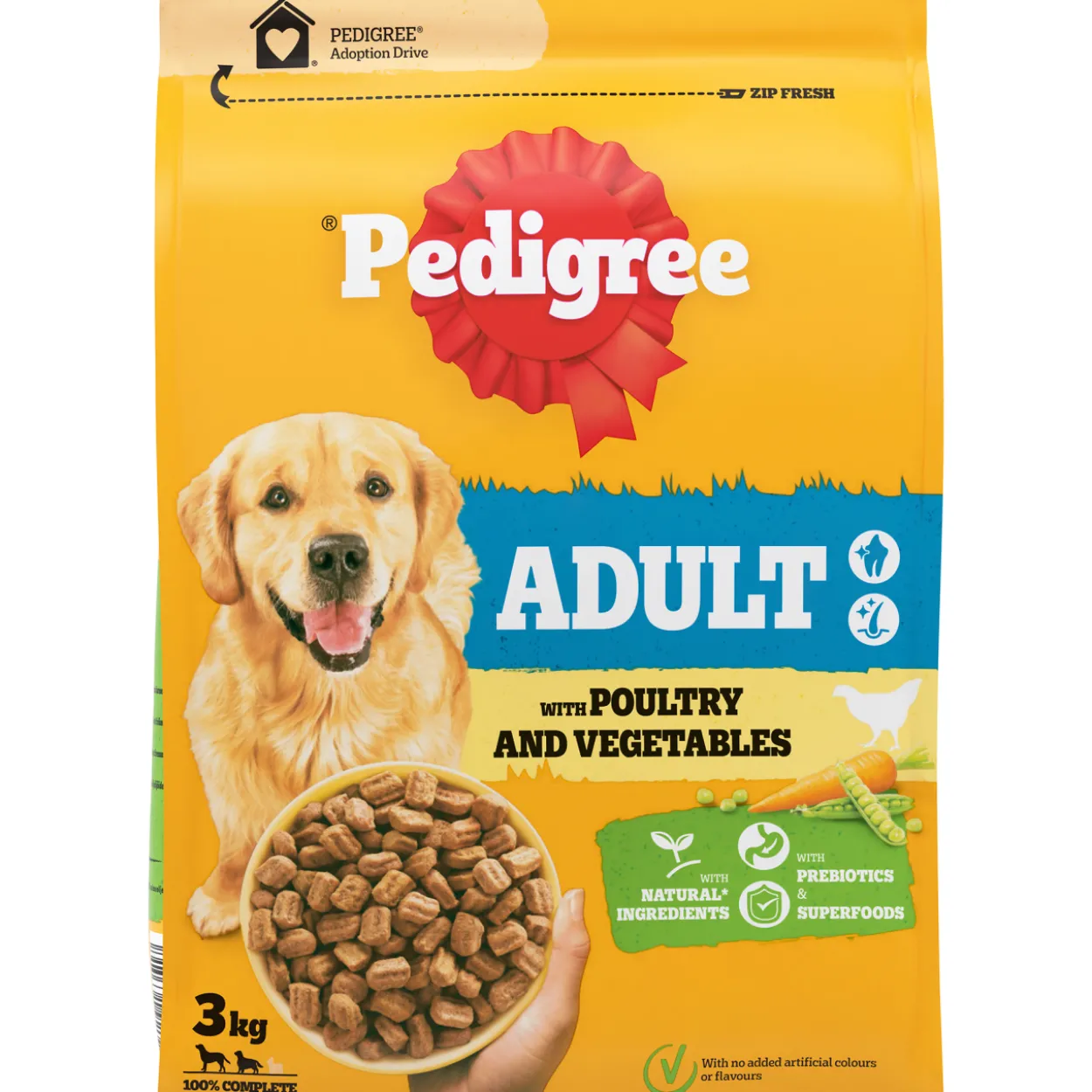 Koiranruoka Pedigree 3 kg Adult siipikarjaa ja kasviksia