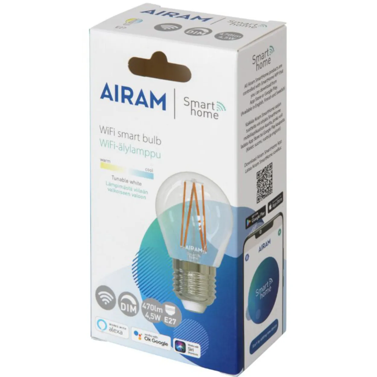 Koristelamppu Smart 4,5 W kirkas E27, 470 lm,TW 2700-6500K