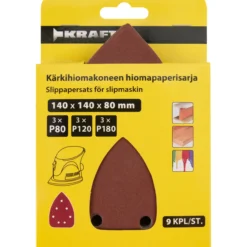 Kärkihiomakoneen hiomapaperisarja Kraft 9-osainen, 7 pölynpoistoreiällä