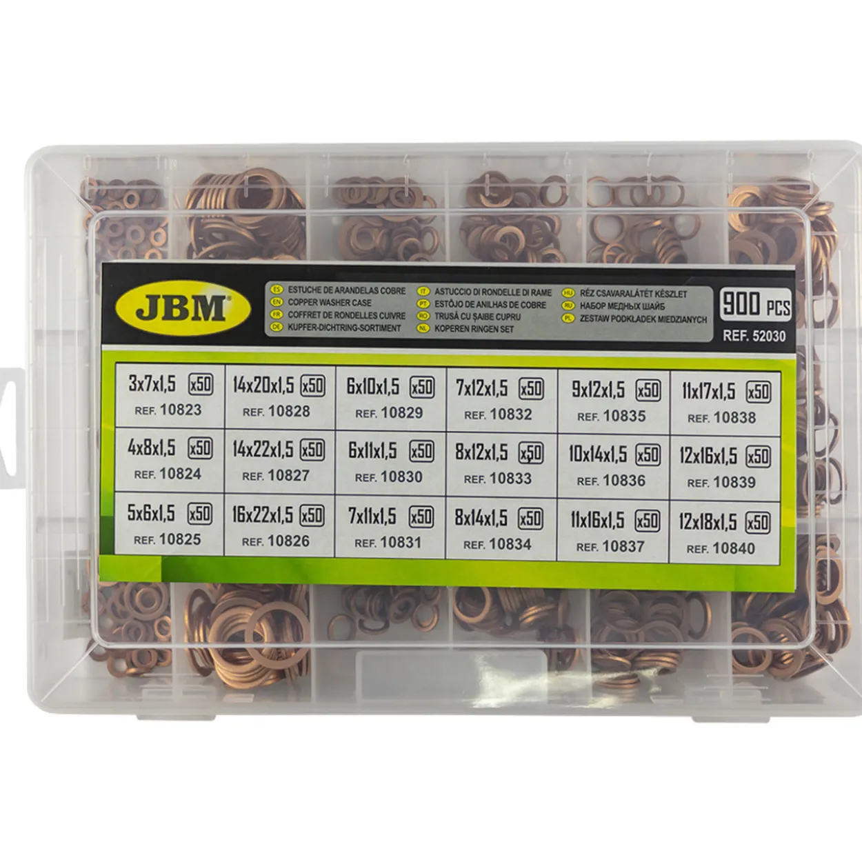 Kuparitiivistelajitelma 900 osaa JBM
