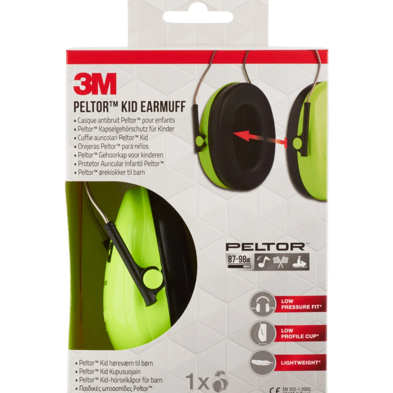 Kupusuojain 3M Peltor Kid H510AK, neonvihreä (87–98 dB)
