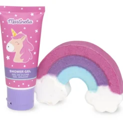 Lahjapakkaus Martinelia suihkusaippua 60 ml ja kylpypommi Little Unicorn