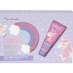 Lahjapakkaus Martinelia suihkusaippua 60 ml ja kylpypommi Little Unicorn