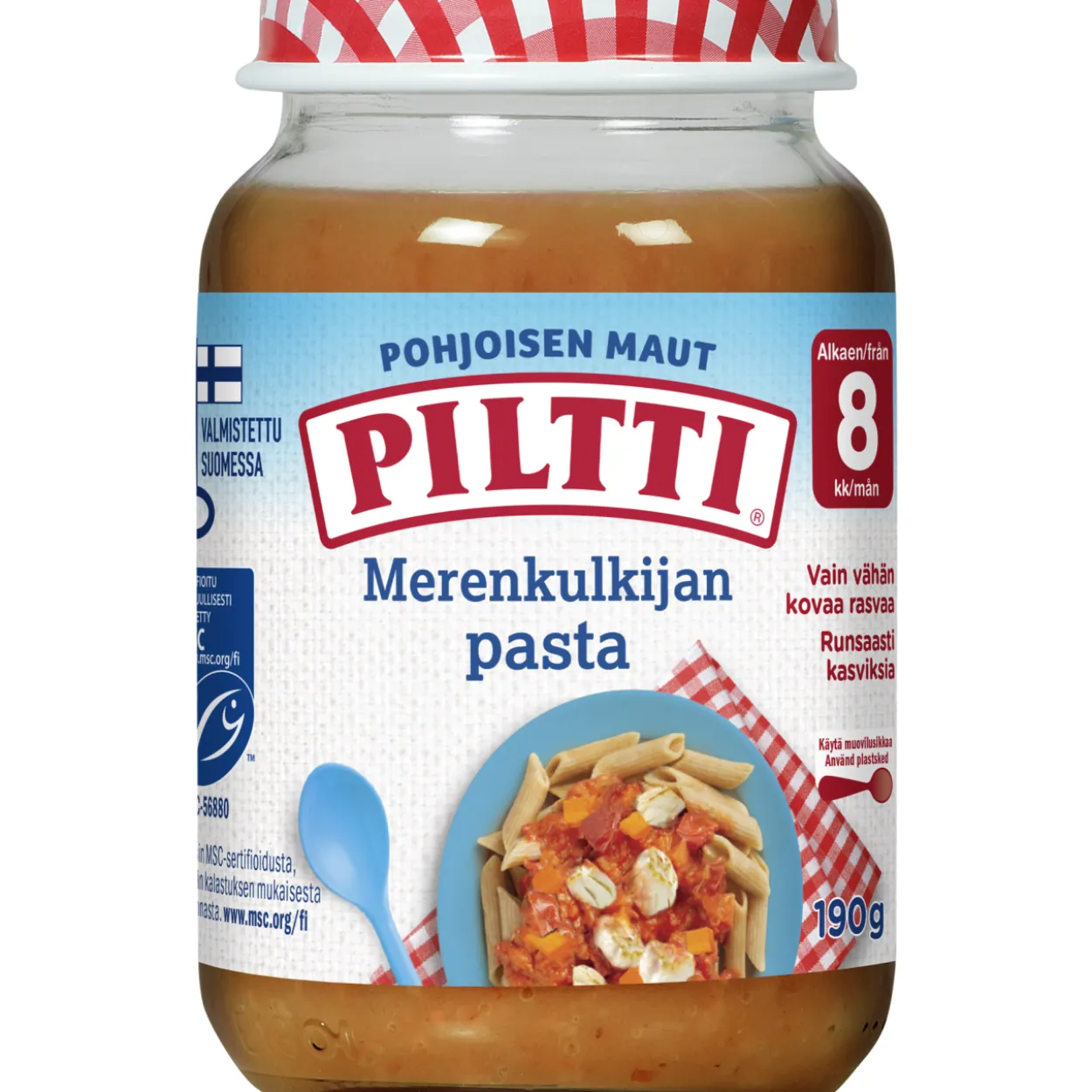 Lastenateria Piltti 190 g Pohjoisen Maut Merenkulkijan kalapasta 8 kk
