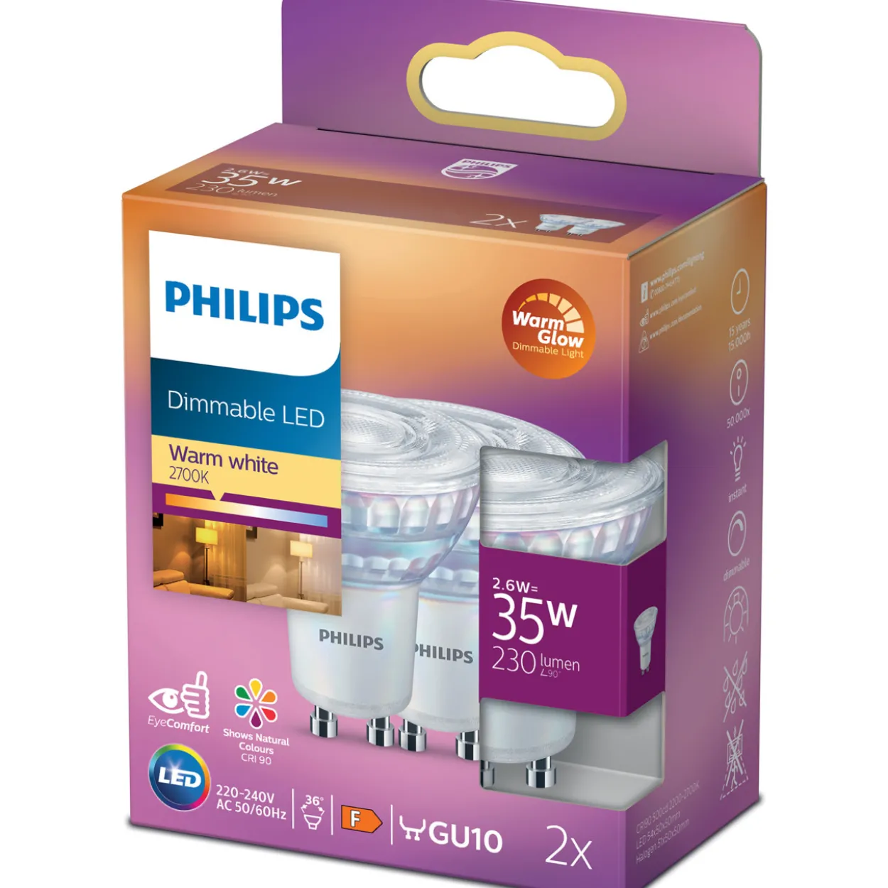LED-kohdelamppu Philips 35 W GU10 2 kpl