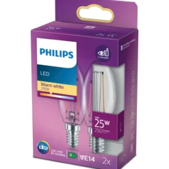 LED-kynttilälamppu Philips 25 W E14 2 kpl