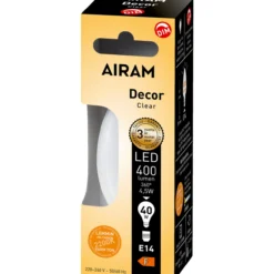 LED-lamppu Airam DECFG C35 822 400lm E14 FIL DIM