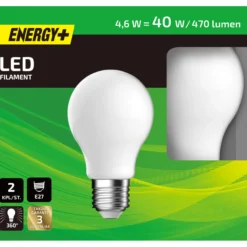 LED-lamppu 470 lm A60 E27 2 kpl