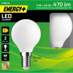 LED-lamppu 470 lm G45 E14 2700 K, 2 kpl