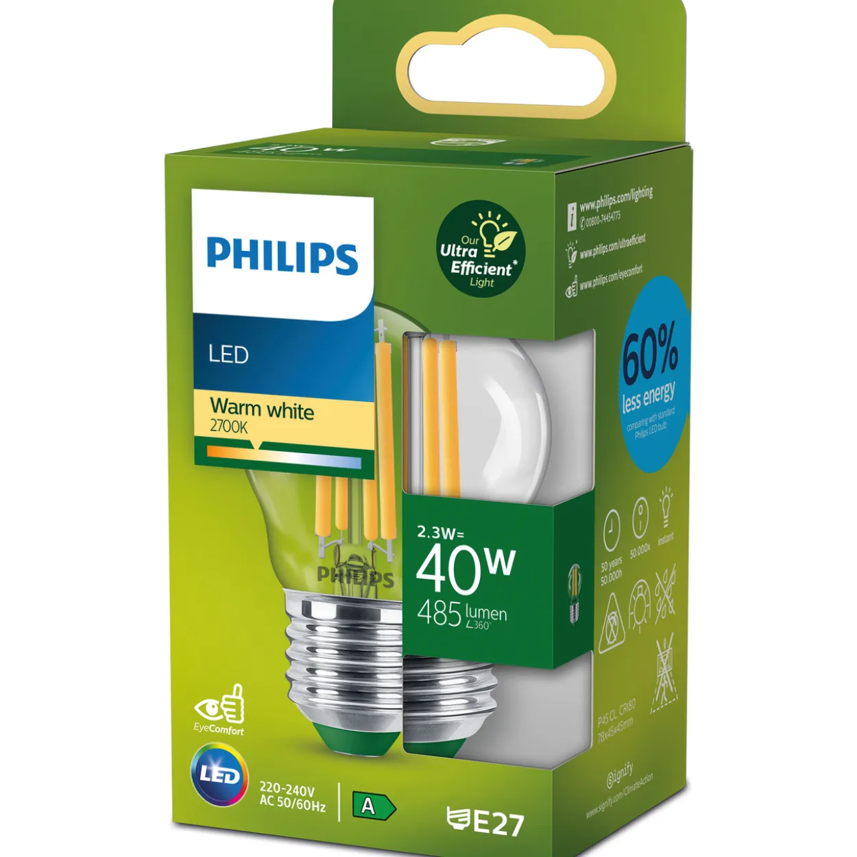 LED-lamppu Philips Ultra Efficient 40W E27 2700K