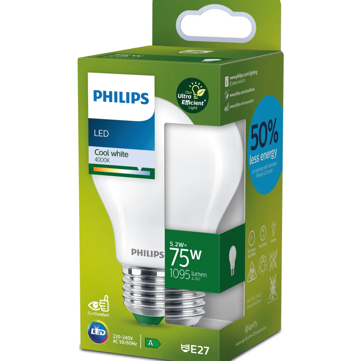 LED-lamppu Philips Ultra Efficient 75W E27 4000K huurrettu