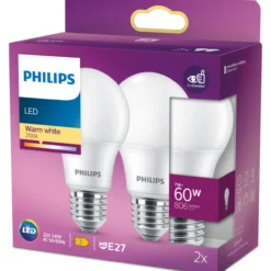LED lamppu Philips 60W A60 E27 huurrettu 2 kpl