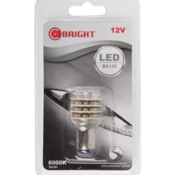LED-polttimo C-Bright 12V BA15S valkoinen