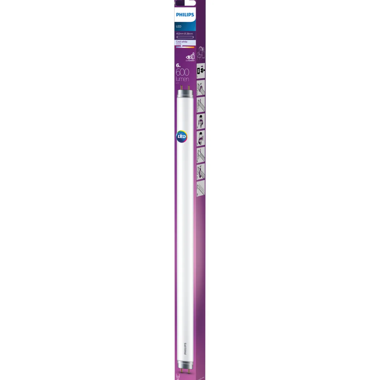 LED-putki Philips T8 450 mm 6 W G13 huurrettu