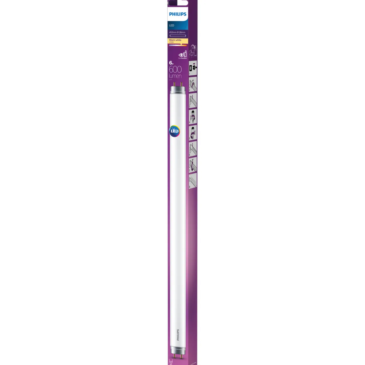 LED-putki Philips T8 450 mm 6 W G13 huurrettu