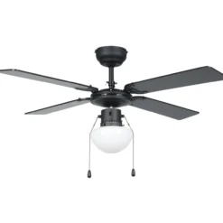 LED-tuuletinvalaisin Eglo Fortaleza musta/puu E27 maks. 60 W, IP20