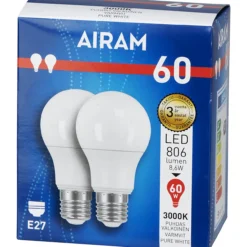 LED-vakiolamppu 2-pack 8,5 W E27 806 lm